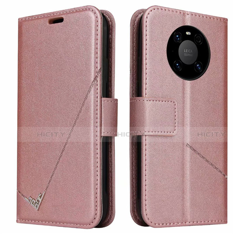 Coque Portefeuille Livre Cuir Etui Clapet K06 pour Huawei Mate 40 Pro Or Rose Plus