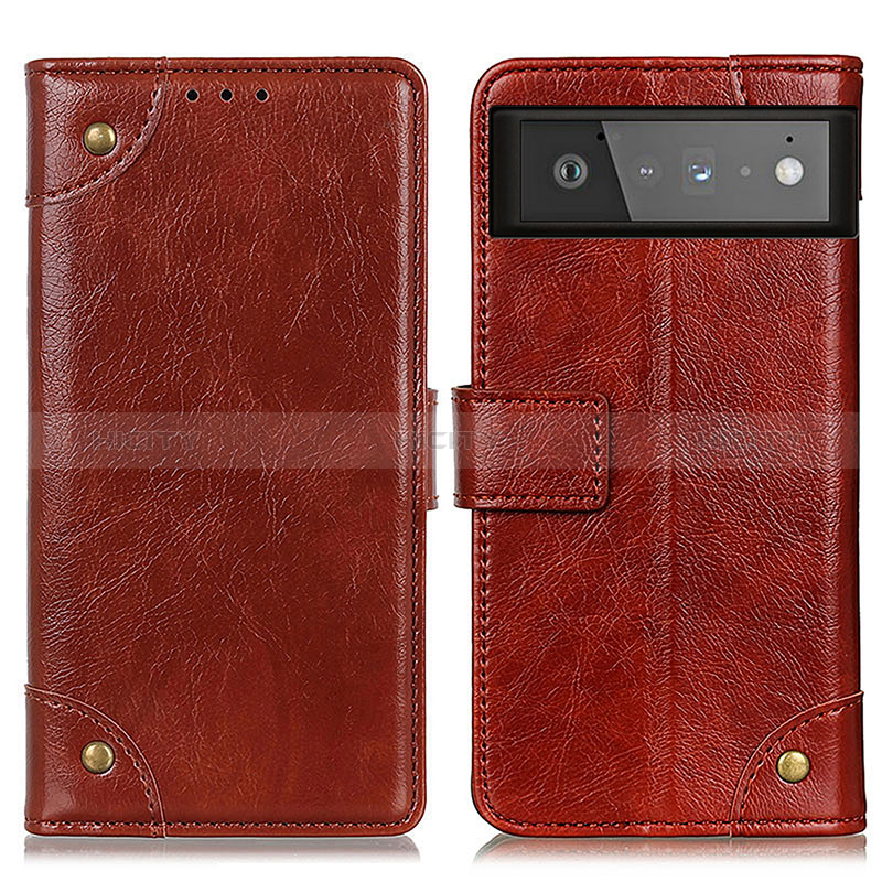 Coque Portefeuille Livre Cuir Etui Clapet K06Z pour Google Pixel 6 5G Brun Clair Plus