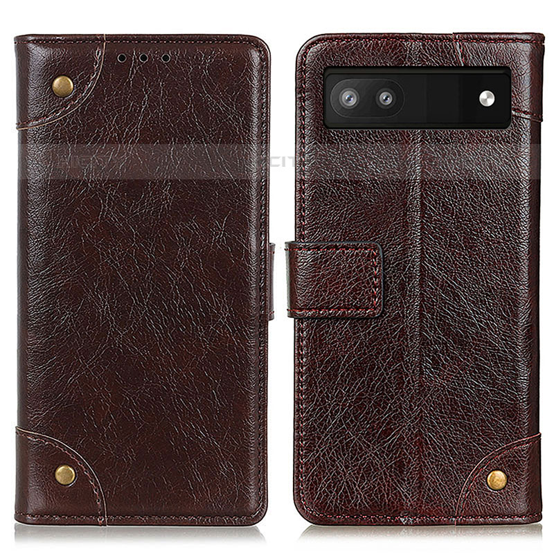 Coque Portefeuille Livre Cuir Etui Clapet K06Z pour Google Pixel 6a 5G Marron Plus