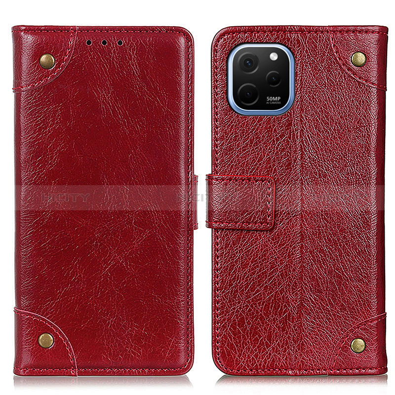 Coque Portefeuille Livre Cuir Etui Clapet K06Z pour Huawei Nova Y61 Rouge Plus