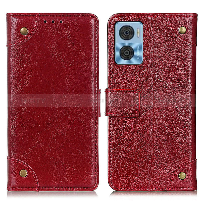 Coque Portefeuille Livre Cuir Etui Clapet K06Z pour Motorola Moto E22i Rouge Plus