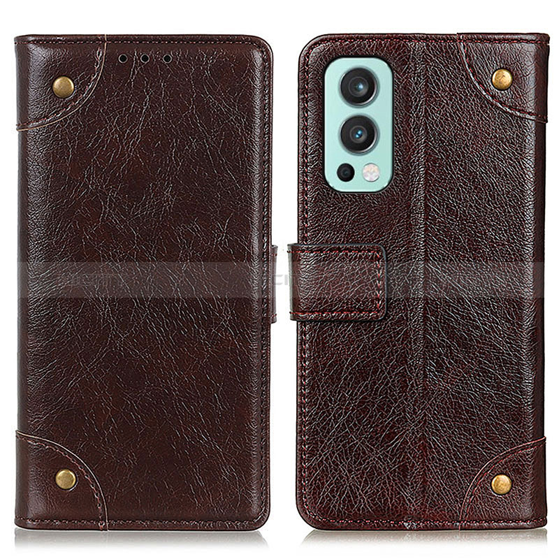 Coque Portefeuille Livre Cuir Etui Clapet K06Z pour OnePlus Nord 2 5G Marron Plus