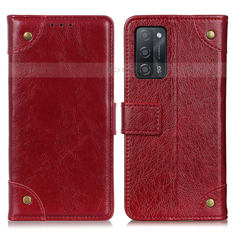 Coque Portefeuille Livre Cuir Etui Clapet K06Z pour Oppo A53s 5G Rouge Plus