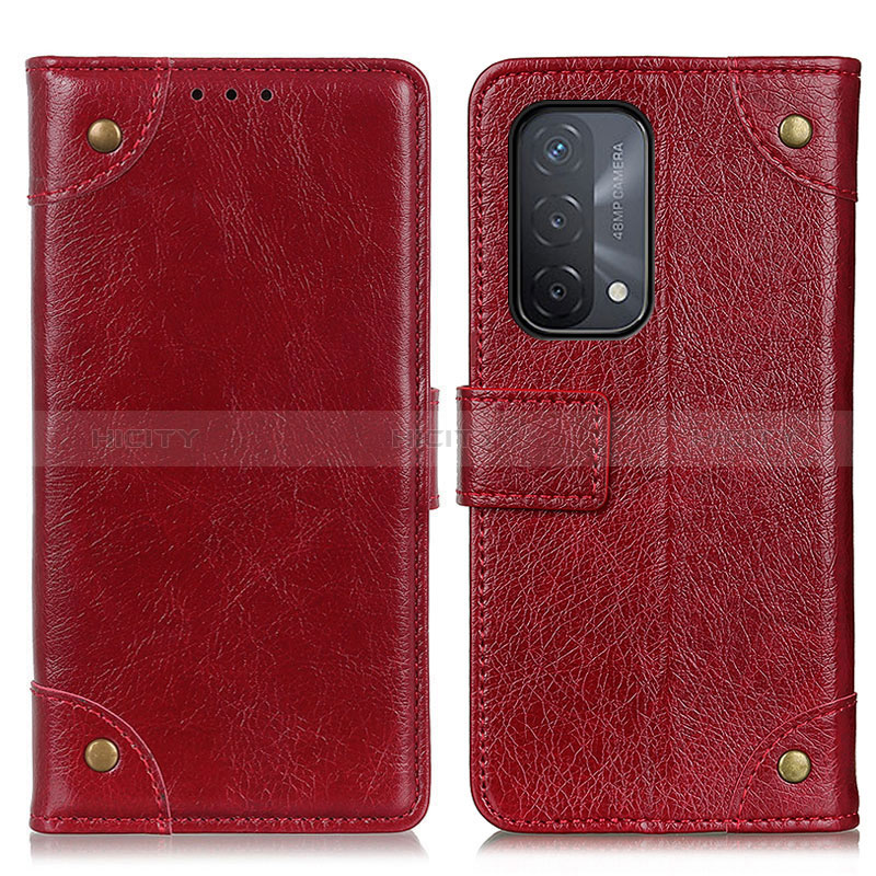 Coque Portefeuille Livre Cuir Etui Clapet K06Z pour Oppo A74 5G Rouge Plus