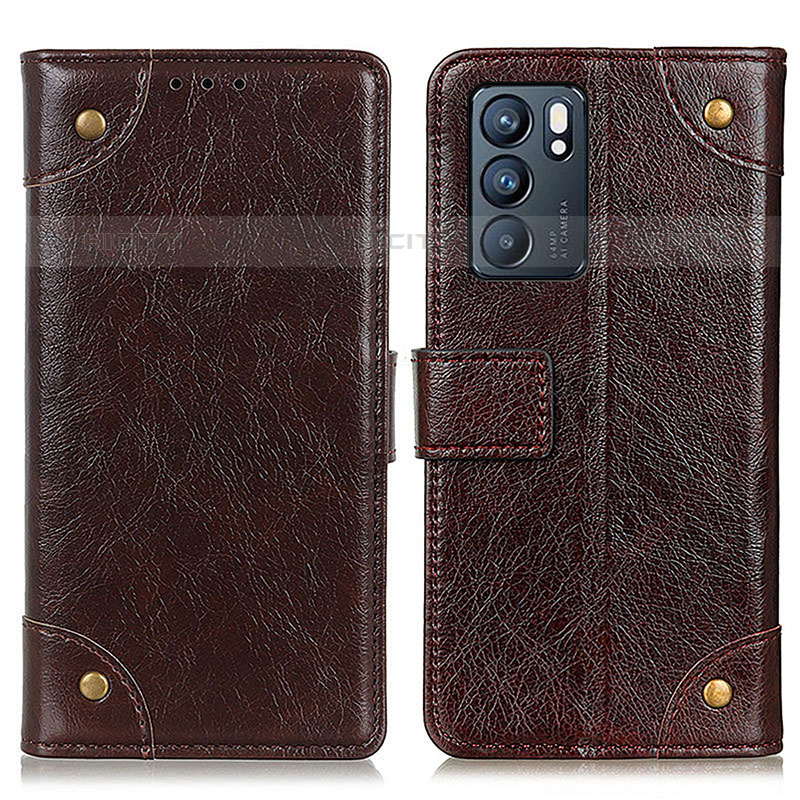 Coque Portefeuille Livre Cuir Etui Clapet K06Z pour Oppo Reno6 5G Marron Plus