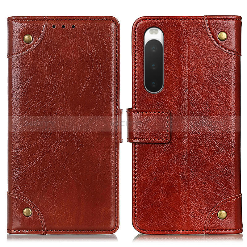 Coque Portefeuille Livre Cuir Etui Clapet K06Z pour Sony Xperia 10 IV Brun Clair Plus