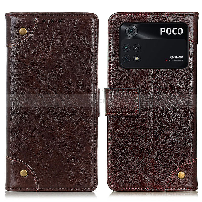 Coque Portefeuille Livre Cuir Etui Clapet K06Z pour Xiaomi Poco M4 Pro 4G Marron Plus