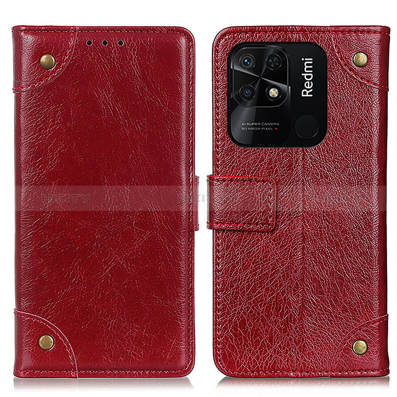 Coque Portefeuille Livre Cuir Etui Clapet K06Z pour Xiaomi Redmi 10 India Rouge Plus