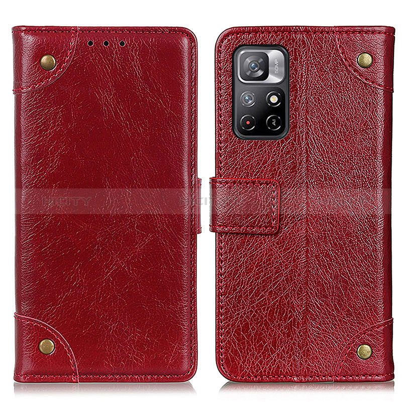 Coque Portefeuille Livre Cuir Etui Clapet K06Z pour Xiaomi Redmi Note 11S 5G Rouge Plus