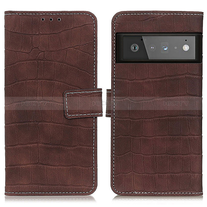 Coque Portefeuille Livre Cuir Etui Clapet K07Z pour Google Pixel 6 Pro 5G Marron Plus