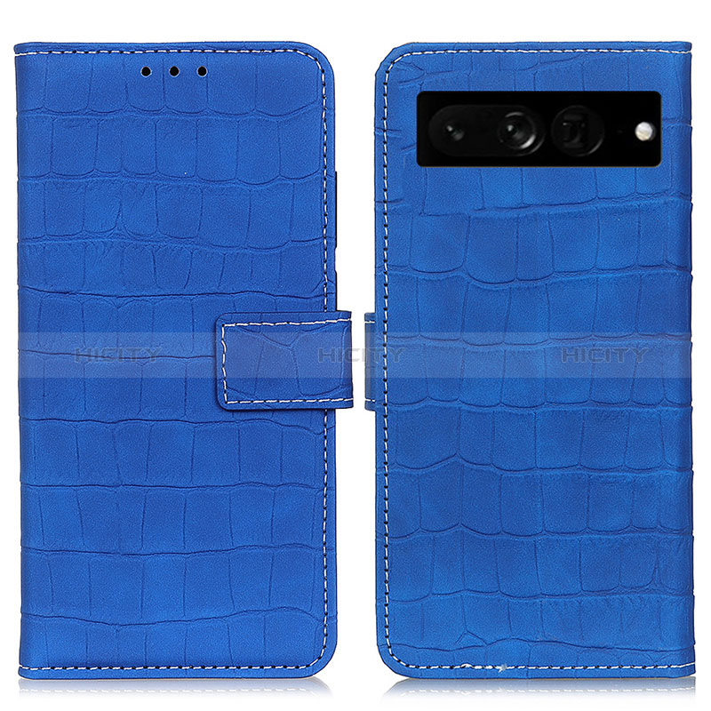 Coque Portefeuille Livre Cuir Etui Clapet K07Z pour Google Pixel 7 Pro 5G Bleu Plus