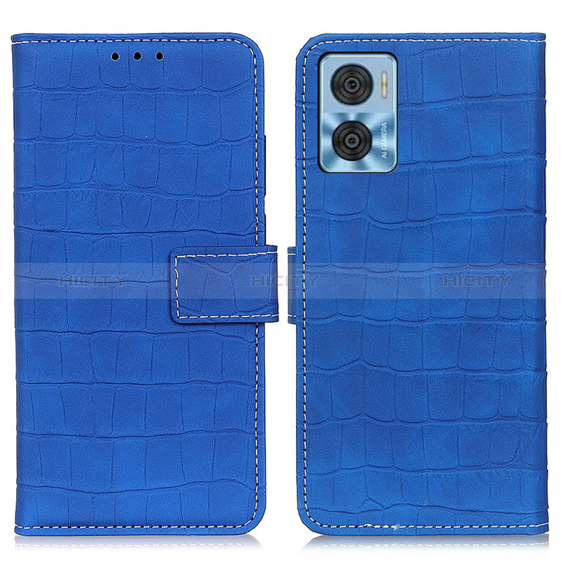 Coque Portefeuille Livre Cuir Etui Clapet K07Z pour Motorola Moto E22i Bleu Plus