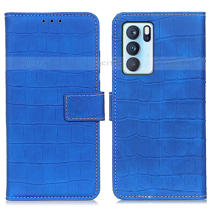 Coque Portefeuille Livre Cuir Etui Clapet K07Z pour Oppo Reno6 Pro 5G India Bleu Plus