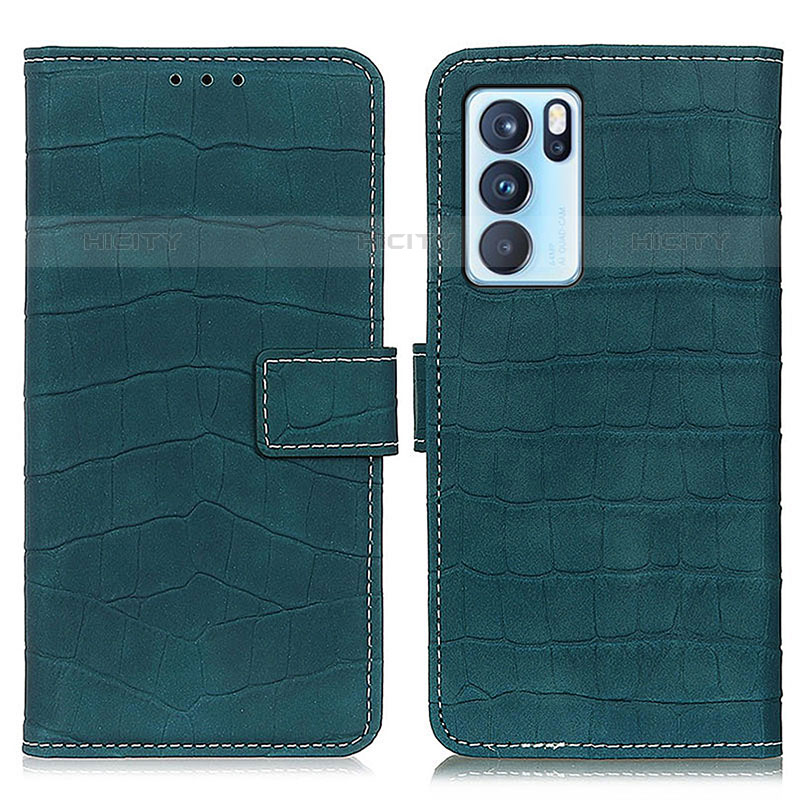 Coque Portefeuille Livre Cuir Etui Clapet K07Z pour Oppo Reno6 Pro 5G India Vert Plus