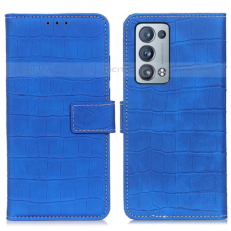 Coque Portefeuille Livre Cuir Etui Clapet K07Z pour Oppo Reno6 Pro+ Plus 5G Bleu Plus