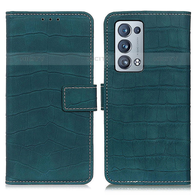 Coque Portefeuille Livre Cuir Etui Clapet K07Z pour Oppo Reno6 Pro+ Plus 5G Vert Plus