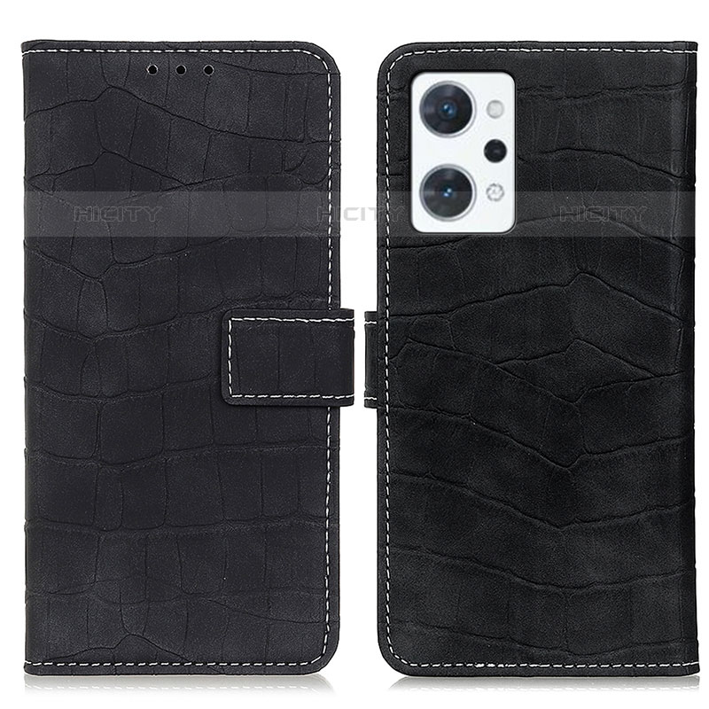 Coque Portefeuille Livre Cuir Etui Clapet K07Z pour Oppo Reno7 A Noir Plus