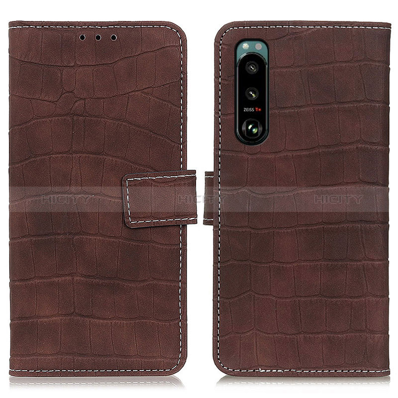 Coque Portefeuille Livre Cuir Etui Clapet K07Z pour Sony Xperia 5 III SO-53B Marron Plus