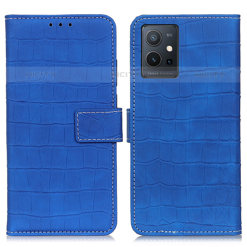 Coque Portefeuille Livre Cuir Etui Clapet K07Z pour Vivo iQOO Z6 5G Bleu Plus