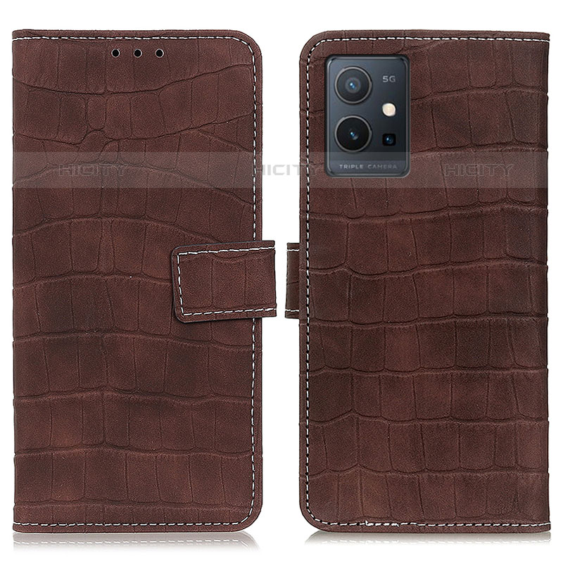 Coque Portefeuille Livre Cuir Etui Clapet K07Z pour Vivo iQOO Z6 5G Marron Plus