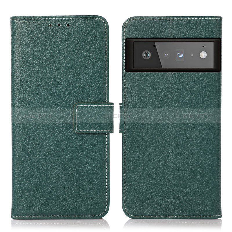 Coque Portefeuille Livre Cuir Etui Clapet K08Z pour Google Pixel 6 Pro 5G Vert Plus