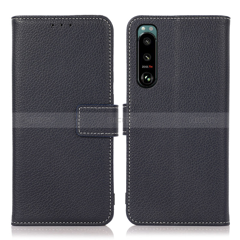 Coque Portefeuille Livre Cuir Etui Clapet K08Z pour Sony Xperia 5 III Bleu Royal Plus