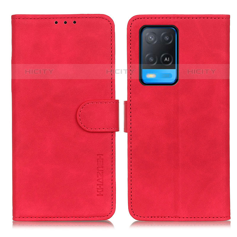 Coque Portefeuille Livre Cuir Etui Clapet K09Z pour Oppo A54 4G Rouge Plus