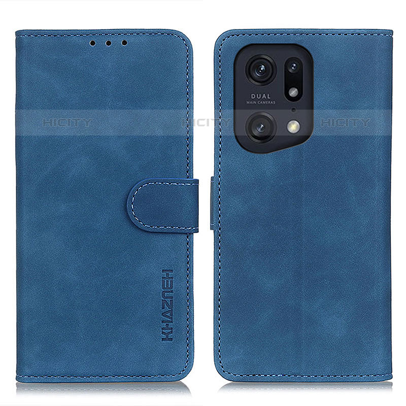 Coque Portefeuille Livre Cuir Etui Clapet K09Z pour Oppo Find X5 Pro 5G Bleu Plus