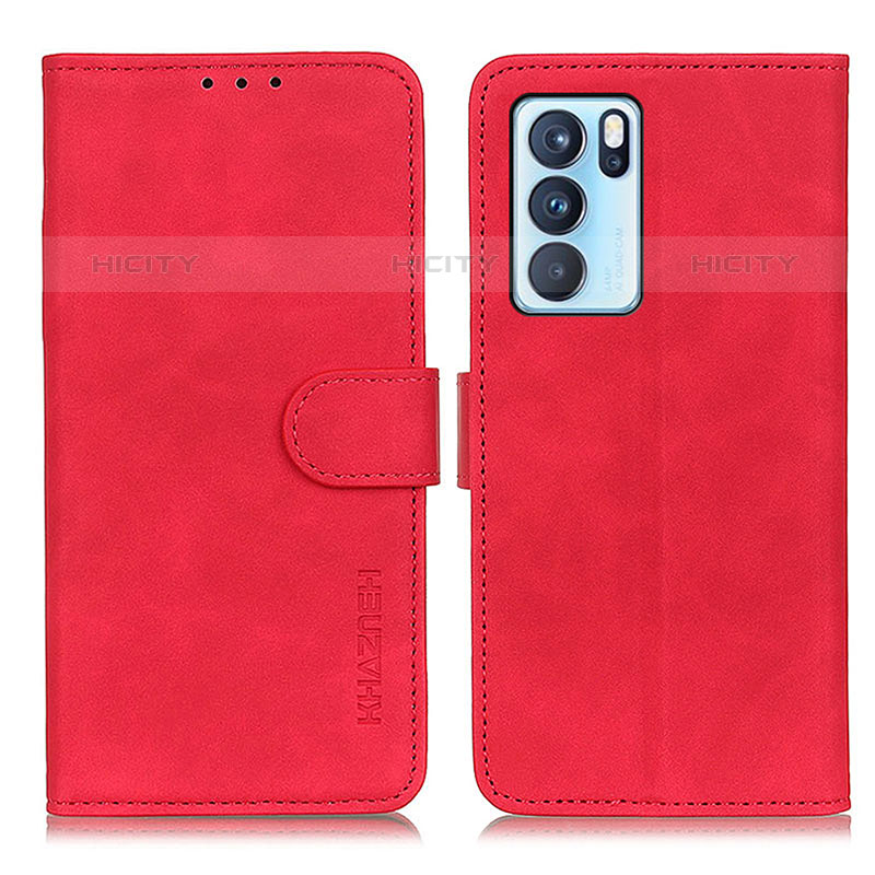 Coque Portefeuille Livre Cuir Etui Clapet K09Z pour Oppo Reno6 Pro 5G India Rouge Plus