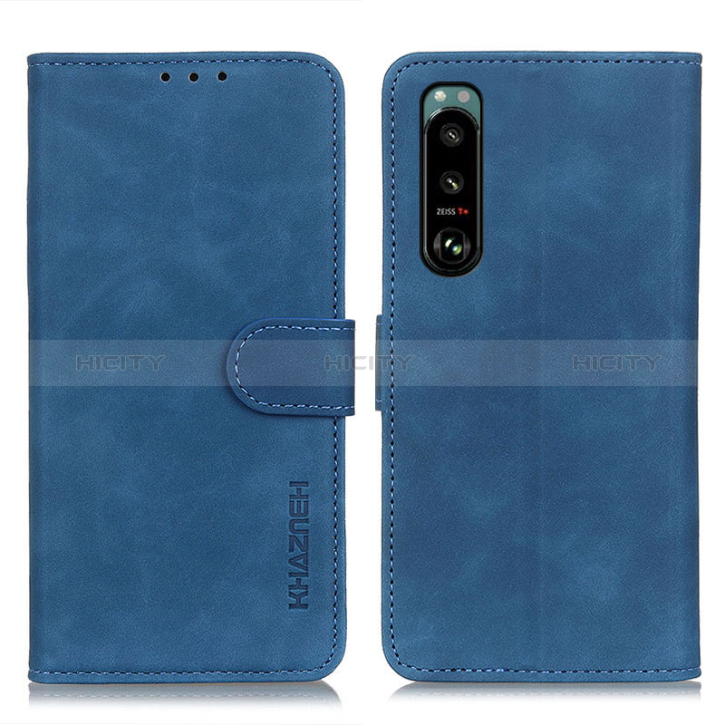 Coque Portefeuille Livre Cuir Etui Clapet K09Z pour Sony Xperia 5 III Bleu Plus