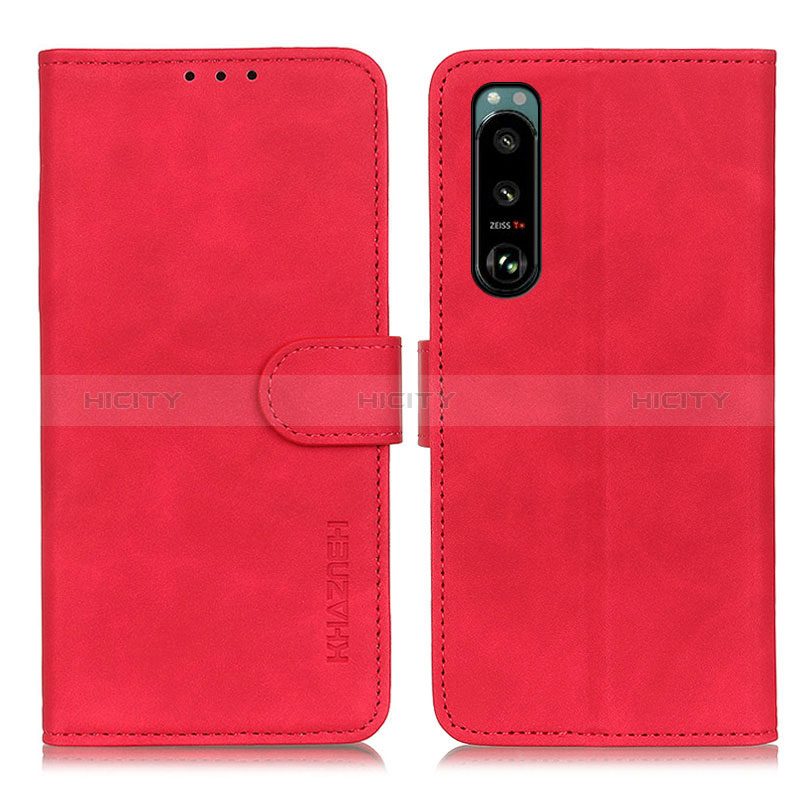 Coque Portefeuille Livre Cuir Etui Clapet K09Z pour Sony Xperia 5 III Rouge Plus