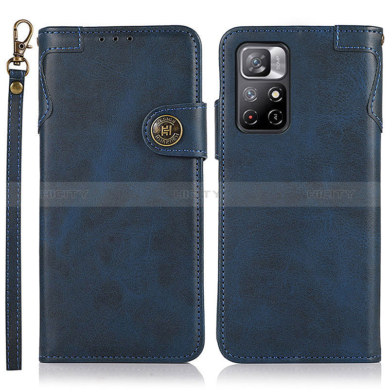 Coque Portefeuille Livre Cuir Etui Clapet K09Z pour Xiaomi Redmi Note 11 5G Bleu Plus