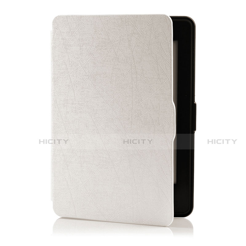 Coque Portefeuille Livre Cuir Etui Clapet L01 pour Amazon Kindle 6 inch Blanc Plus