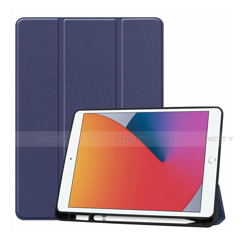 Coque Portefeuille Livre Cuir Etui Clapet L01 pour Apple iPad 10.2 (2019) Bleu Plus