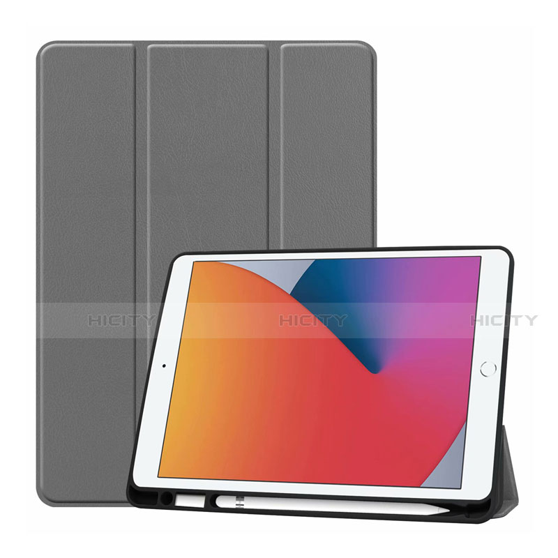 Coque Portefeuille Livre Cuir Etui Clapet L01 pour Apple iPad 10.2 (2019) Gris Plus