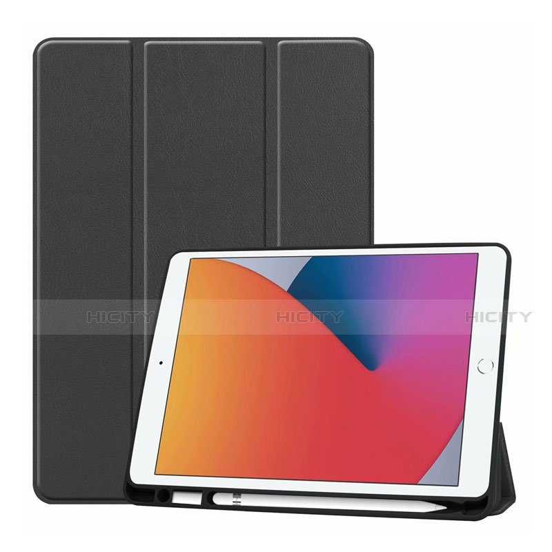 Coque Portefeuille Livre Cuir Etui Clapet L01 pour Apple iPad 10.2 (2019) Noir Plus