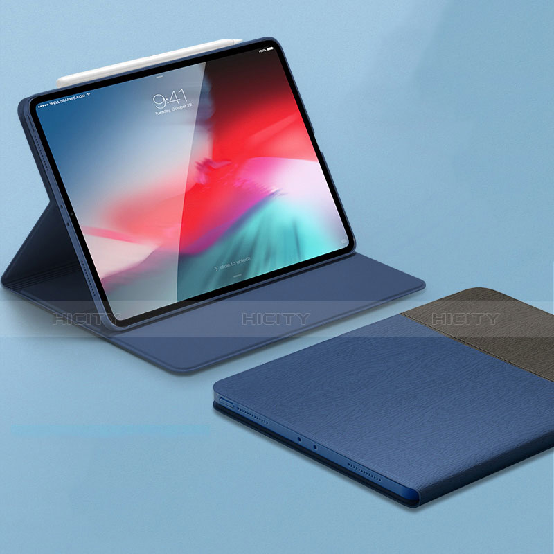 Coque Portefeuille Livre Cuir Etui Clapet L01 pour Apple iPad Pro 11 (2018) Bleu Plus