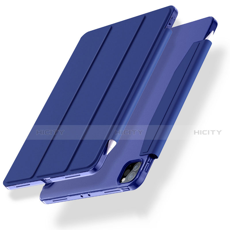 Coque Portefeuille Livre Cuir Etui Clapet L01 pour Apple iPad Pro 11 (2020) Bleu Plus