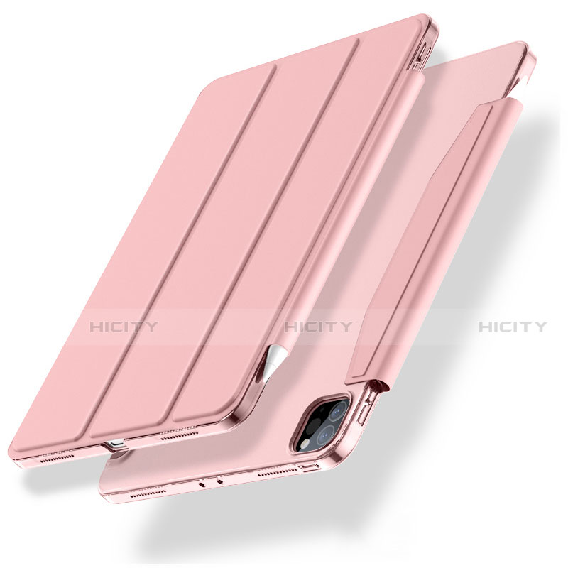 Coque Portefeuille Livre Cuir Etui Clapet L01 pour Apple iPad Pro 11 (2020) Or Rose Plus