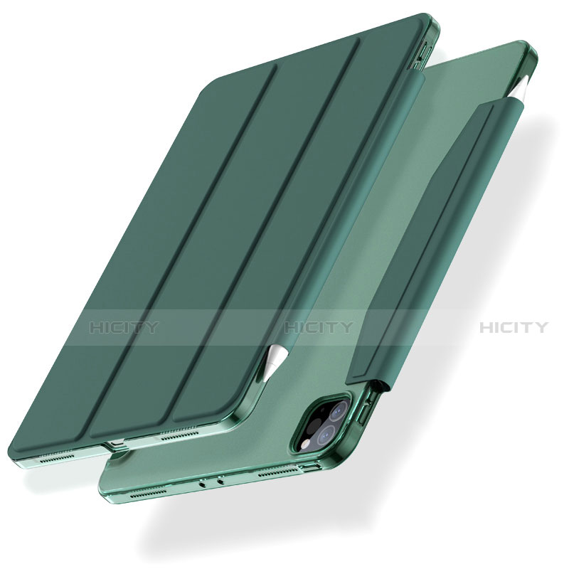 Coque Portefeuille Livre Cuir Etui Clapet L01 pour Apple iPad Pro 11 (2021) Vert Plus