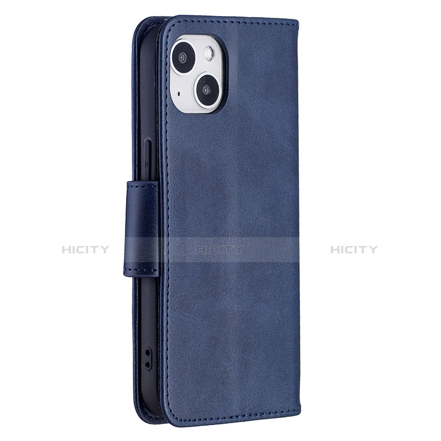 Coque Portefeuille Livre Cuir Etui Clapet L01 pour Apple iPhone 13 Bleu Plus