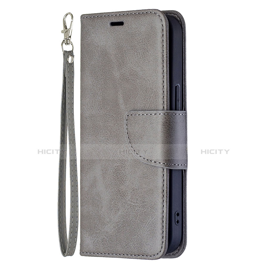 Coque Portefeuille Livre Cuir Etui Clapet L01 pour Apple iPhone 13 Gris Plus