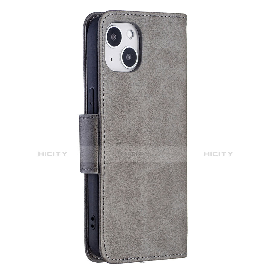 Coque Portefeuille Livre Cuir Etui Clapet L01 pour Apple iPhone 13 Gris Plus