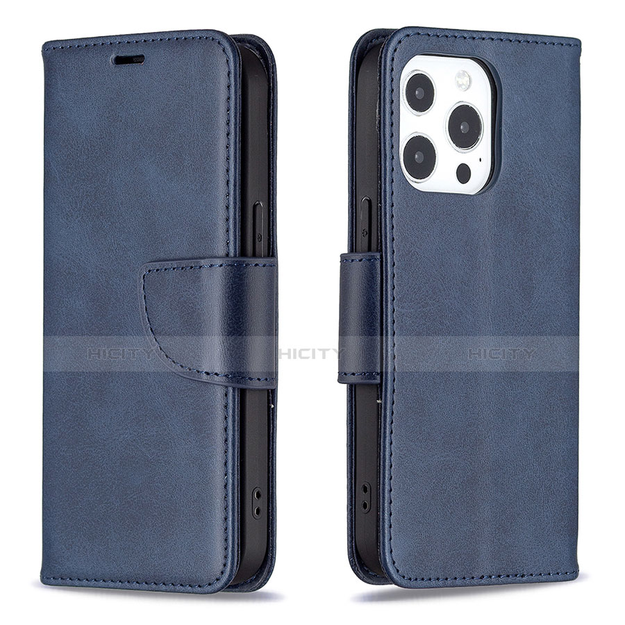 Coque Portefeuille Livre Cuir Etui Clapet L01 pour Apple iPhone 13 Pro Bleu Plus