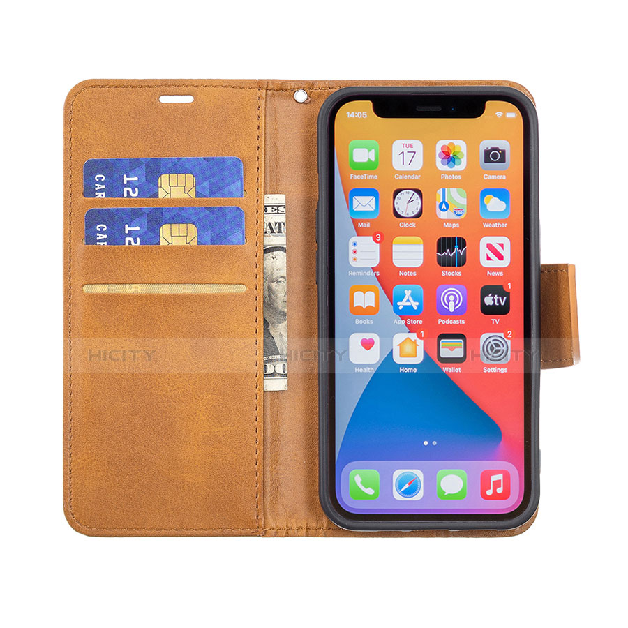 Coque Portefeuille Livre Cuir Etui Clapet L01 pour Apple iPhone 13 Pro Jaune Plus