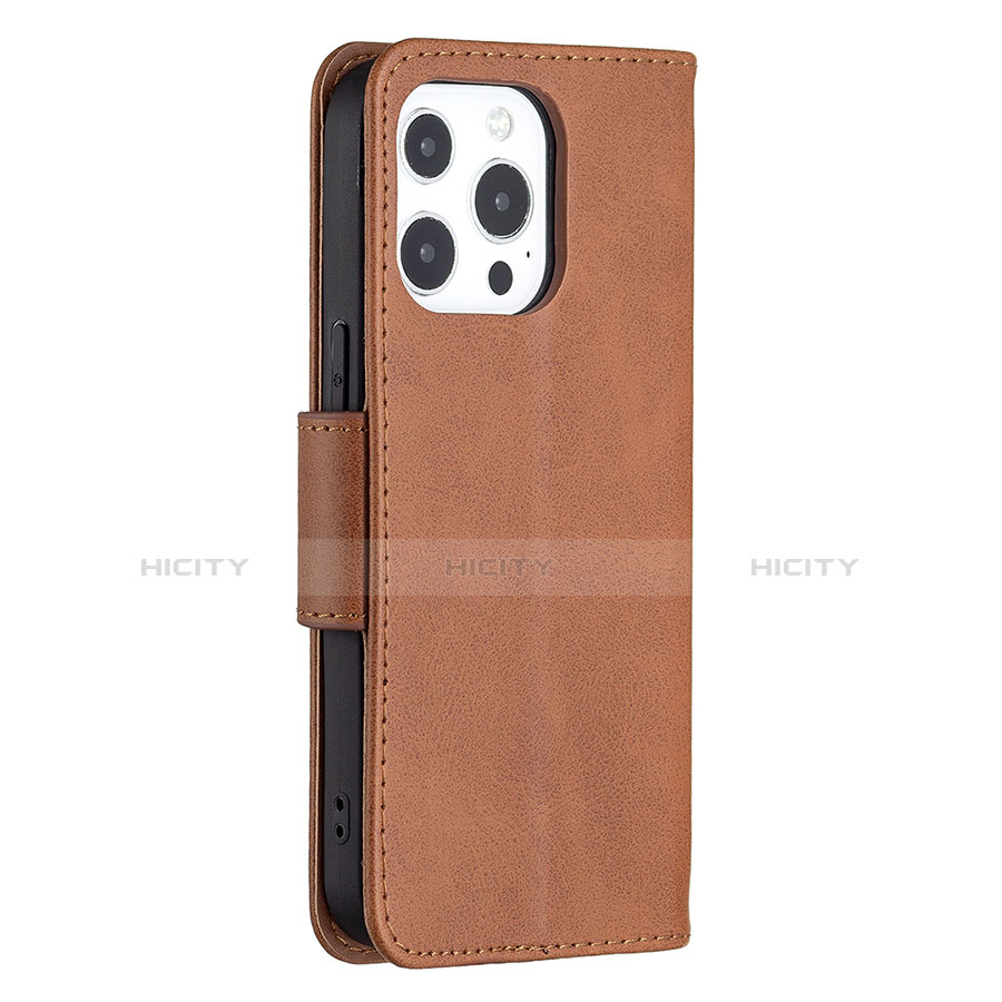 Coque Portefeuille Livre Cuir Etui Clapet L01 pour Apple iPhone 13 Pro Max Marron Plus