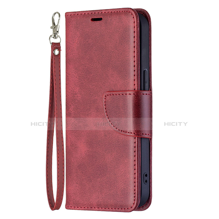 Coque Portefeuille Livre Cuir Etui Clapet L01 pour Apple iPhone 13 Rouge Plus