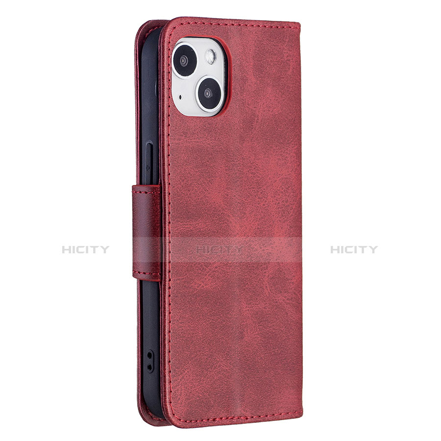 Coque Portefeuille Livre Cuir Etui Clapet L01 pour Apple iPhone 13 Rouge Plus