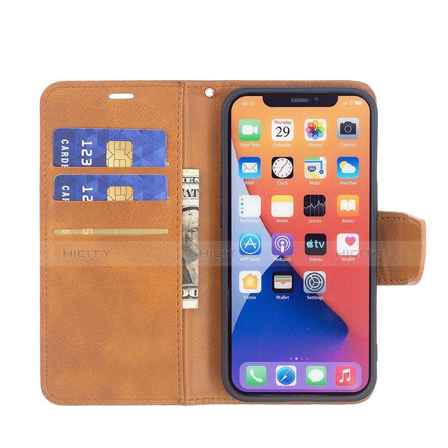 Coque Portefeuille Livre Cuir Etui Clapet L01 pour Apple iPhone 14 Plus Jaune Plus