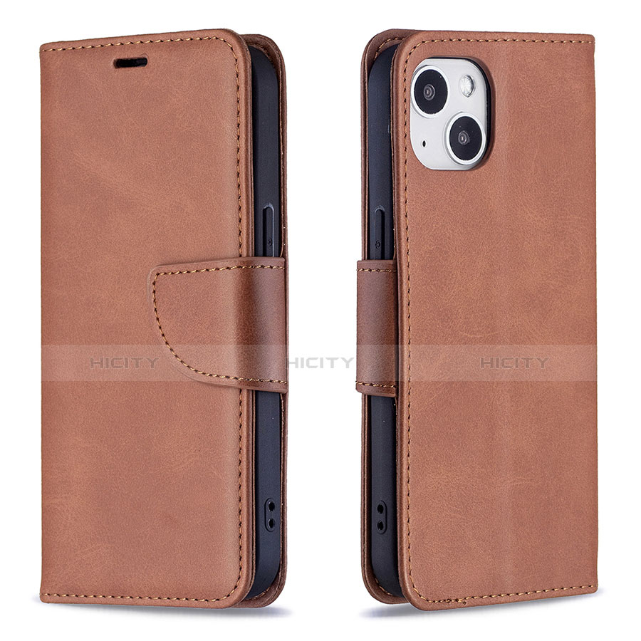 Coque Portefeuille Livre Cuir Etui Clapet L01 pour Apple iPhone 14 Plus Marron Plus